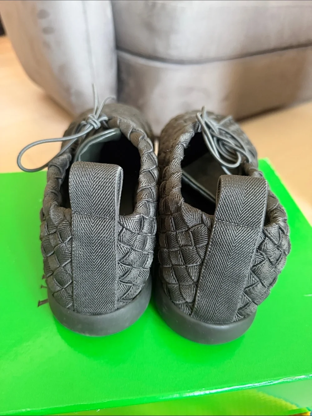 Bottega Veneta Black Intrecciato Woven Leather Slip-On Sneakers